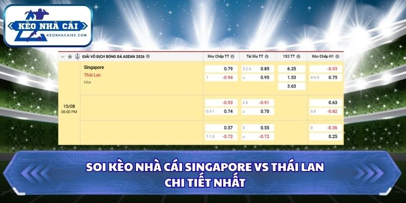 Soi kèo nhà cái Singapore vs Thái Lan chi tiết nhất